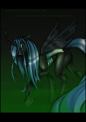 Size: 1024x1443 | Tagged: safe, artist:minerea, queen chrysalis, changeling, changeling queen, g4, female, solo, transparent wings, wings