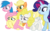 Size: 2775x1747 | Tagged: safe, artist:luuandherdraws, applejack (g1), firefly, posey, sparkler (g1), surprise, g1, g4, g1 to g4, generation leap, simple background, transparent background, vector