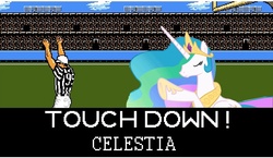 Size: 1193x693 | Tagged: safe, princess celestia, g4, meme, tecmo bowl, touchdown, video game