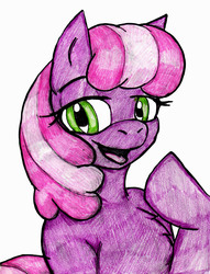 Size: 1000x1306 | Tagged: safe, artist:mhedgehog21, cheerilee, earth pony, pony, g4, bedroom eyes, colored, female, solo, traditional art