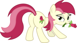 Size: 10338x5813 | Tagged: safe, artist:agamnentzar, artist:tryhardbrony, roseluck, pony, g4, absurd resolution, bedroom eyes, butt, female, plot, rose, rosebutt, show accurate, simple background, solo, transparent background, vector