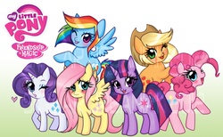 Size: 1299x802 | Tagged: safe, artist:soul-soar, applejack, fluttershy, pinkie pie, rainbow dash, rarity, twilight sparkle, g4, heart, logo, mane six, wink