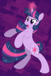 Size: 641x962 | Tagged: safe, artist:cluttercluster, twilight sparkle, g4, angry, glowing horn, horn, rearing