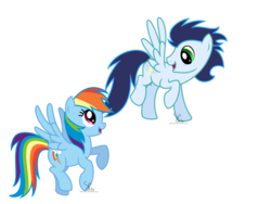 Size: 2048x1536 | Tagged: safe, artist:shani-art, rainbow dash, soarin', pegasus, pony, g4, female, male, mare, ship:soarindash, shipping, simple background, stallion, straight, transparent background