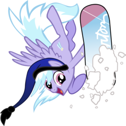 Size: 1166x1167 | Tagged: safe, artist:austiniousi, edit, cloudchaser, pegasus, pony, g4, female, hat, mare, recolor, simple background, snowboard, solo, sports, transparent background, vector, winter