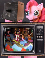 Size: 778x1002 | Tagged: safe, pinkie pie, g4, disney, exploitable meme, irl, lilo and stitch, photo, puppet, realistic, sculpture, tv meme