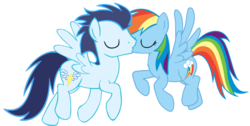 Size: 900x454 | Tagged: safe, artist:asdflove, rainbow dash, soarin', pegasus, pony, g4, duo, female, kissing, male, mare, ship:soarindash, shipping, simple background, spread wings, stallion, straight, transparent background, vector, wings