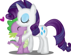 Size: 900x699 | Tagged: safe, artist:sylviene, artist:xxamber-laylaxx, rarity, spike, dragon, pony, unicorn, g4, female, hug, male, mare, ship:sparity, shipping, simple background, straight, transparent background