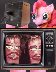 Size: 699x900 | Tagged: safe, pinkie pie, g4, carrot, creepy, exploitable meme, meme, nightmare fuel, sculpture, tv meme