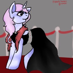 Size: 500x500 | Tagged: safe, artist:ask-the-flightless-hunter, fleur-de-lis, pony, g4, 30 minute art challenge, clothes, dress, feather boa, female, solo