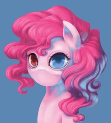 Size: 1280x1417 | Tagged: dead source, safe, artist:tomomo-no-mae, pinkie pie, earth pony, pony, g4, female, harlan ellison, heterochromia, i have no mouth and i must scream, ponified, solo