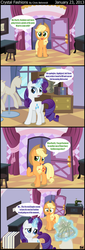 Size: 1424x4166 | Tagged: safe, artist:wildtiel, applejack, rarity, earth pony, pony, unicorn, g4, comic, female, magic, mannequin, mare, sewing machine