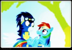 Size: 900x631 | Tagged: safe, artist:phinbella781, rainbow dash, soarin', g4, female, male, ship:soarindash, shipping, straight