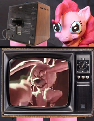 Size: 699x900 | Tagged: safe, pinkie pie, rabbit, g4, creepy, exploitable meme, meme, tv meme