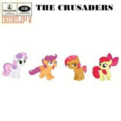 Size: 953x953 | Tagged: safe, artist:deistar, apple bloom, babs seed, scootaloo, sweetie belle, g4, album cover, cutie mark crusaders, help, the beatles