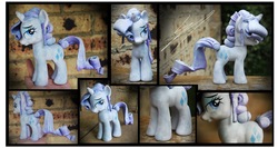 Size: 1281x681 | Tagged: safe, artist:nazegoreng, rarity, crystal pony, pony, g4, alternate hairstyle, bedroom eyes, customized toy, solo