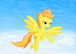 Size: 1024x734 | Tagged: safe, artist:ponyus94, spitfire, pegasus, pony, g4, female, looking at you, sky, solo