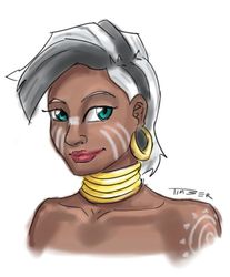 Size: 643x776 | Tagged: safe, artist:pluckyninja, zecora, human, g4, african, alternate hairstyle, bust, humanized, portrait, simple background, white background