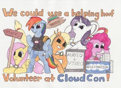 Size: 3507x2550 | Tagged: safe, artist:enigmaticthief, applejack, fluttershy, pinkie pie, rainbow dash, rarity, g4, cloudsdale congress, traditional art