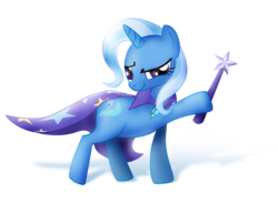 Size: 3172x2317 | Tagged: safe, artist:nicolaykoriagin, trixie, pony, unicorn, g4, magic wand, simple background, smiling, solo, transparent background