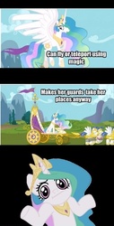 Size: 450x888 | Tagged: safe, princess celestia, g4, :i, like a boss, looking at you, royal guard, shrug, shrugpony