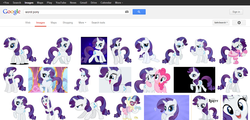 Size: 1344x644 | Tagged: safe, edit, pinkie pie, rarity, earth pony, pony, unicorn, g4, abuse, downvote bait, fake, faker than a three dollar bill, female, go to sleep zesty, google, google images, hater, mare, op is a duck, raribuse, worst pony