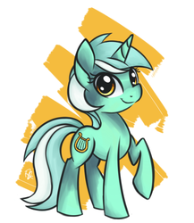 Size: 466x536 | Tagged: dead source, safe, artist:helhoof, lyra heartstrings, pony, g4, abstract background, female, raised hoof, smiling, solo