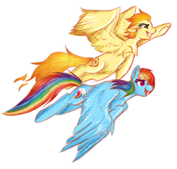 Size: 530x506 | Tagged: safe, artist:chimaerok, rainbow dash, spitfire, g4, flying