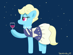 Size: 2000x1500 | Tagged: safe, artist:verminshy, eclair créme, pony, g4, background pony, dress, fancy, female, mare, solo, wine