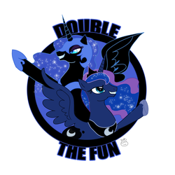 Size: 2520x2520 | Tagged: safe, artist:ladyduskfall, nightmare moon, princess luna, g4, the fun has been doubled