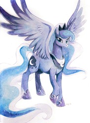 Size: 824x1125 | Tagged: safe, artist:jiayi, princess luna, pony, g4, female, simple background, solo, spread wings