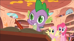 Size: 1067x597 | Tagged: safe, screencap, fluttershy, pinkie pie, spike, g4