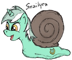 Size: 700x579 | Tagged: safe, artist:vedelsaast, lyra heartstrings, snail, g4, snailified, solo, species swap
