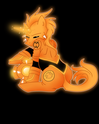 Size: 1440x1800 | Tagged: safe, artist:ladyduskfall, black background, dc comics, emotional spectrum, green lantern, larfleeze, orange lantern, ponified, simple background