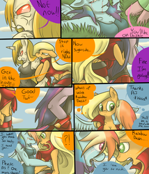 Size: 1944x2273 | Tagged: safe, artist:artsygum, applejack, rainbow dash, twilight sparkle, anthro, comic:stone cold, g4, armpits, breasts, busty applejack, busty rainbow dash, busty twilight sparkle, comic, stone cold