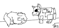 Size: 1708x811 | Tagged: safe, artist:ten meters, fluffy pony, robot, crying, fluffy pony original art