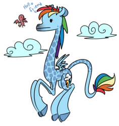 Size: 1847x1960 | Tagged: safe, artist:cuttycommando, rainbow dash, giraffe, g4, female, giraffied, simple background, solo, species swap, transparent background