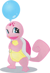Size: 746x1071 | Tagged: safe, artist:ellisarts, pinkie pie, squirtle, g4, balloon, female, pokefied, pokémon, simple background, solo, species swap, squirtle pie, transparent background, vector
