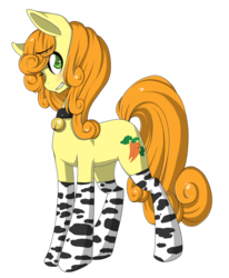 Size: 3303x4000 | Tagged: safe, artist:magicarin, carrot top, golden harvest, earth pony, pony, g4, bell, bell collar, clothes, collar, cute, female, high res, mare, simple background, socks, solo, transparent background