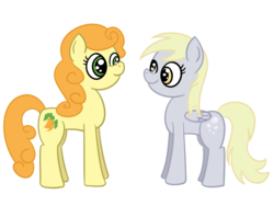 Size: 1600x1200 | Tagged: safe, artist:ozangel, carrot top, derpy hooves, golden harvest, earth pony, pegasus, pony, g4, duo, duo female, female, mare, simple background, transparent background