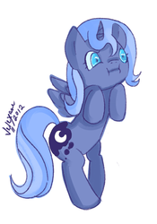 Size: 622x888 | Tagged: safe, artist:velexane, princess luna, pony, g4, female, filly, rearing, simple background, solo, woona, younger