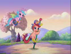 Size: 640x480 | Tagged: safe, screencap, breezie, g3, the princess promenade, background pony, breezie blossom, pogo stick, unnamed breezie, unnamed character