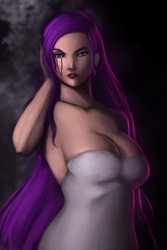 Size: 844x1262 | Tagged: safe, artist:dclzexon, rarity, human, g4, blood, breasts, busty rarity, cleavage, female, humanized, sadistic rarity, solo