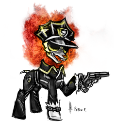 Size: 902x958 | Tagged: dead source, safe, artist:php13, anime, inferno cop, ponified