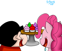 Size: 1650x1350 | Tagged: safe, artist:icebreak23, pinkie pie, g4, crossover, cupcake, shin chan, shin nohara