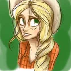 Size: 800x800 | Tagged: safe, artist:melaniegracey, applejack, human, g4, humanized