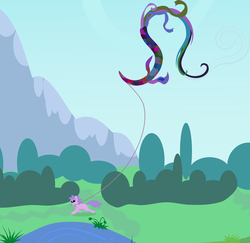 Size: 1695x1645 | Tagged: safe, artist:grayma1k, oc, oc only, pony, cute, kite, running, scenery, solo