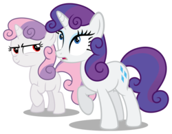 Size: 5600x4357 | Tagged: safe, artist:austiniousi, rarity, sweetie belle, g4, absurd resolution, alternate hairstyle, red eyes