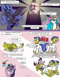 Size: 750x966 | Tagged: safe, artist:scarecrow31, nightmare moon, princess celestia, twilight sparkle, g4, chariot, comic, royal guard, the fresh prince of bel-air, theme song
