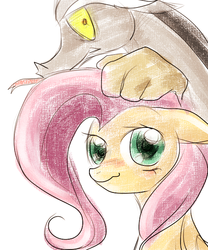 Size: 500x600 | Tagged: source needed, safe, discord, fluttershy, g4, female, male, ship:discoshy, shipping, straight